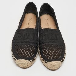 Dior Black Mesh Granville Espadrille Flats Size 35