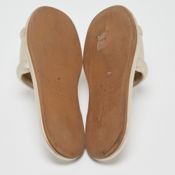 Dior Gold Leather Every D Slide Flats Size 38