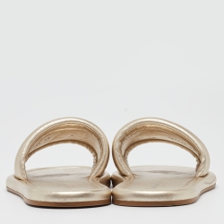 Dior Gold Leather Every D Slide Flats Size 38