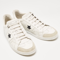 Pre Owned Dior White Leather and Suede D-star Sneakers Size 39