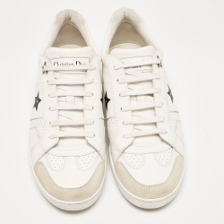 Pre Owned Dior White Leather and Suede D-star Sneakers Size 39