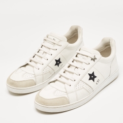 Pre Owned Dior White Leather and Suede D-star Sneakers Size 39