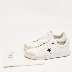 Pre Owned Dior White Leather and Suede D-star Sneakers Size 39