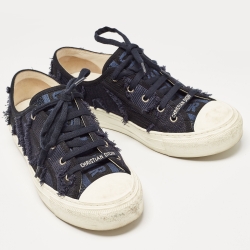Pre Owned Dior Navy Blue Canvas Walk'n'Dior Low Top Sneakers Size 40 