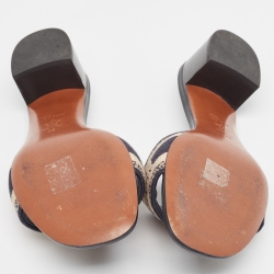 Pre Owned Dior Beige/Navy Blue Embroidered Canvas Dway Slide Sandals Size 38