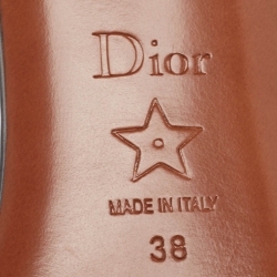 Pre Owned Dior Beige/Navy Blue Embroidered Canvas Dway Slide Sandals Size 38