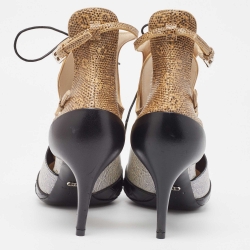 Dior Tricolor Lizard Embossed and Croc Embossed Cut Out Ankle Boots Size 39
