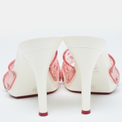 Dior Pink PVC Logo Open Toe Slide Sandals Size 37