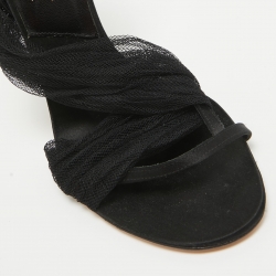 مملوكة مسبقًا Dior Black Mesh and Leather Slingback Sandals Size 37
