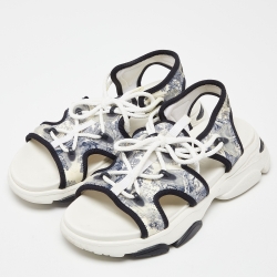 Pre Owned Dior Blue Satin D-Connect Sandals Size 38