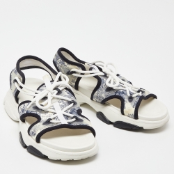 Pre Owned Dior Blue Satin D-Connect Sandals Size 38