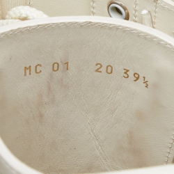 مملوكة مسبقًا Dior White Cut Out Leather Buckle Details Mid Calf Boots Size 39.5