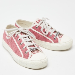 Dior Pink Quilted Canvas and Rubber Walk'n'Dior Low Top Sneakers Size 37