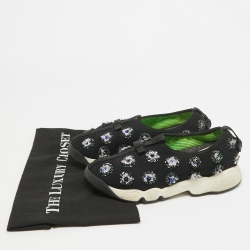 Dior Black Embellished Mesh Fusion Sneakers Size 35.5