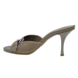 Pre Owned Dior Brown Cannage Leather Slides Size 38.5