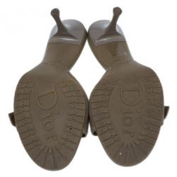 Pre Owned Dior Brown Cannage Leather Slides Size 38.5