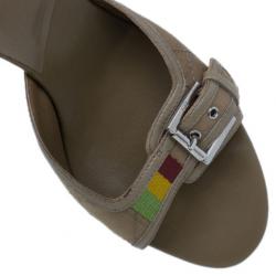 Pre Owned Dior Brown Cannage Leather Slides Size 38.5