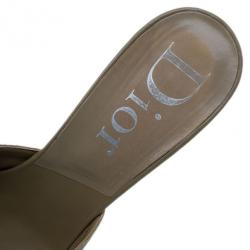Pre Owned Dior Brown Cannage Leather Slides Size 38.5