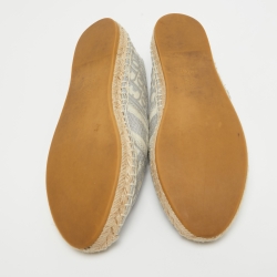 Pre Owned Dior Grey/White Oblique Canvas Granville Espadrille Flats Size 39