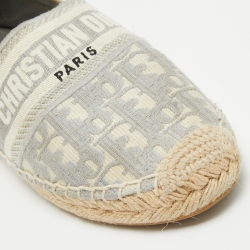 Pre Owned Dior Grey/White Oblique Canvas Granville Espadrille Flats Size 39
