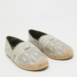 Pre Owned Dior Grey/White Oblique Canvas Granville Espadrille Flats Size 39