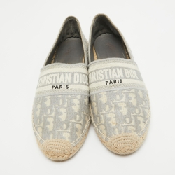 Pre Owned Dior Grey/White Oblique Canvas Granville Espadrille Flats Size 39