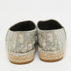 Pre Owned Dior Grey/White Oblique Canvas Granville Espadrille Flats Size 39