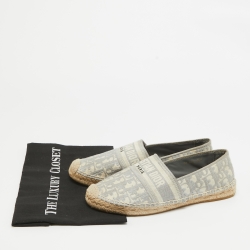 Pre Owned Dior Grey/White Oblique Canvas Granville Espadrille Flats Size 39