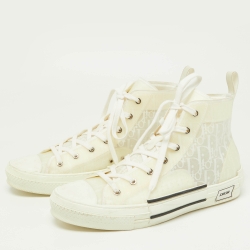 Dior White Mesh and Rubber B23 High Top Sneakers Size 45