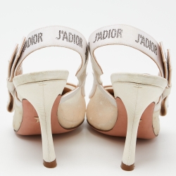 Pre Owned Dior White Mesh and Canvas J'adior Slingback Pumps Size 35.5