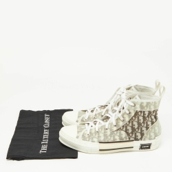 مملوكة مسبقًا Dior Grey/White Mesh and Rubber B23 High Top Sneakers Size 45