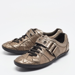 Dior Metallic Vintage Leather Low Top Sneakers Size 36
