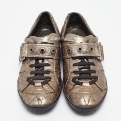 Dior Metallic Vintage Leather Low Top Sneakers Size 36