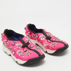 Dior Pink Mesh Fusion Crystal Embellished Sneakers Size 38.5
