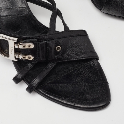 Dior Black Leather Strappy Slide Sandals Size 41