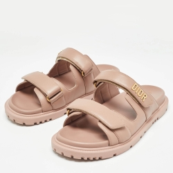 مملوكة مسبقًا Dior Dusty Pink Leather DiorAct Flat Sandals Size 42