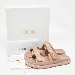 مملوكة مسبقًا Dior Dusty Pink Leather DiorAct Flat Sandals Size 42