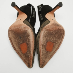 مملوكة مسبقًا Dior Black Polka Dot Mesh and Suede J'adior Slingback Pumps Size 36.5