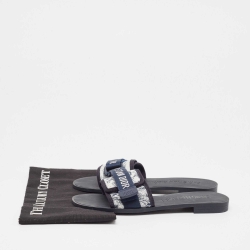 مملوكة مسبقًا Dior Navy Blue/White Printed Fabric Dio(r)evolution Slides Size 39