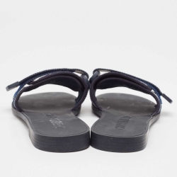 مملوكة مسبقًا Dior Navy Blue/White Printed Fabric Dio(r)evolution Slides Size 39