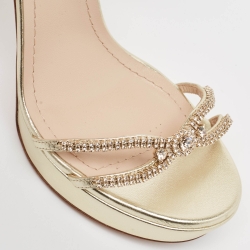 Pre Owned Dior Gold Metallic Leather Ankle Strap Ankle Strap Sandals Size 39