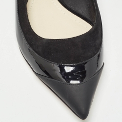 Dior Black Patent Leather and Suede Pointed Ballet Flats Size 39