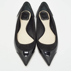 Dior Black Patent Leather and Suede Pointed Ballet Flats Size 39