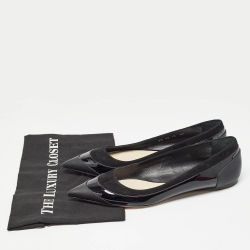 Dior Black Patent Leather and Suede Pointed Ballet Flats Size 39