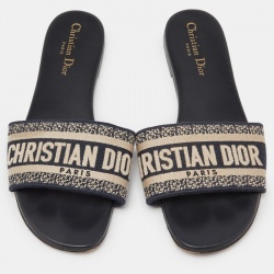 مملوكة مسبقً ا Christian Dior Beige/Blue Canvas Flat Slides Size 40