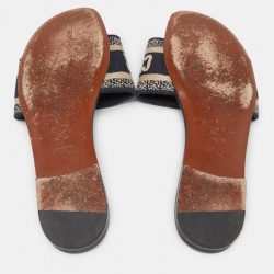 مملوكة مسبقًا Christian Dior Beige/Blue Canvas Flat Slides Size 40