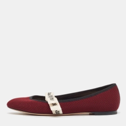 Pre Owned Dior Burgundy Technical Fabric J'adior Ballet Flats Size 37