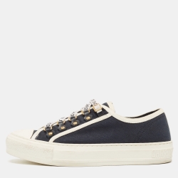 Pre Owned Dior Black Canvas Walk'n'Dior Low Top Sneakers Size 37.5