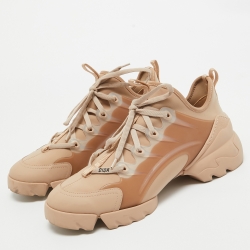 Pre Owned Dior Beige Fabric and PVC D-Connect Low Top Sneakers Size 41
