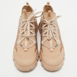 Pre Owned Dior Beige Fabric and PVC D-Connect Low Top Sneakers Size 41